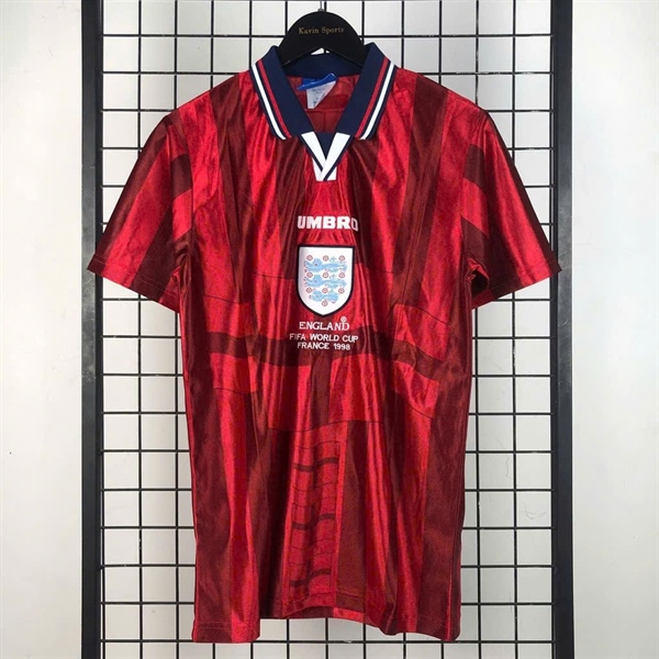 Áo bóng đá retro anh 1998 màu đỏ - thời trang Blockcore