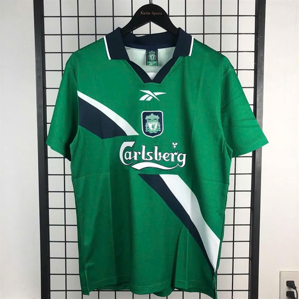 Áo bóng đá retro liverpool 1998 xanh vải Cotton Polyester thời trang blockcore