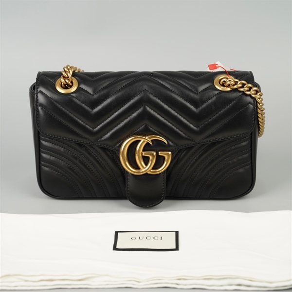 Túi GG Marmont đen (443497-493075) sz25 (HT)+