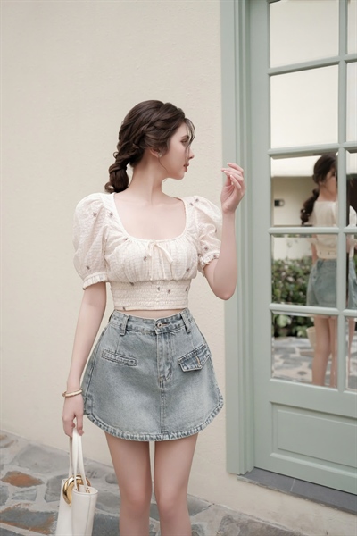 CHÂN VÁY JEAN TÚI KIỂU