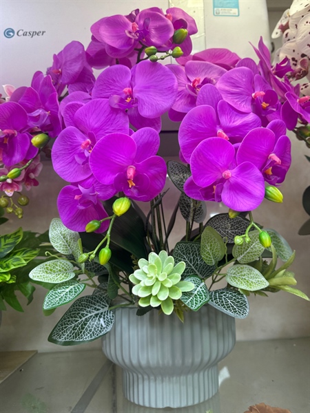Bát hồ điệp 5b tím đậm - Thành phẩm - Hoa Lụa Vân Vượng