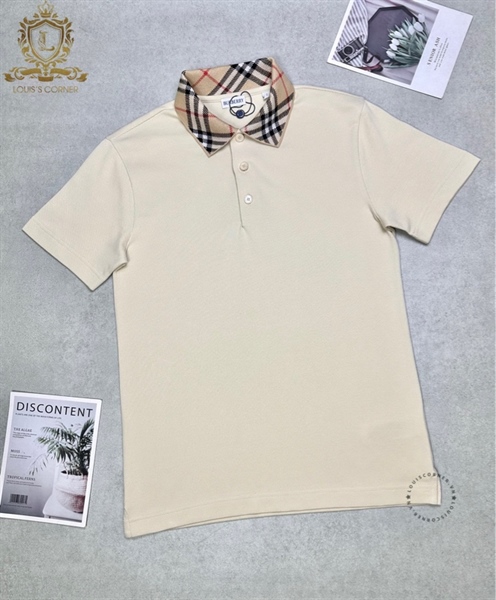 Polo Burberry nutmeg cổ kẻ ss25