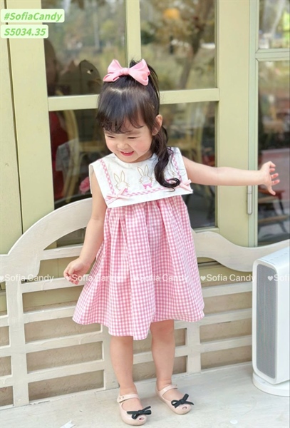 Đầm Thỏ hồng thêu nơ S5034