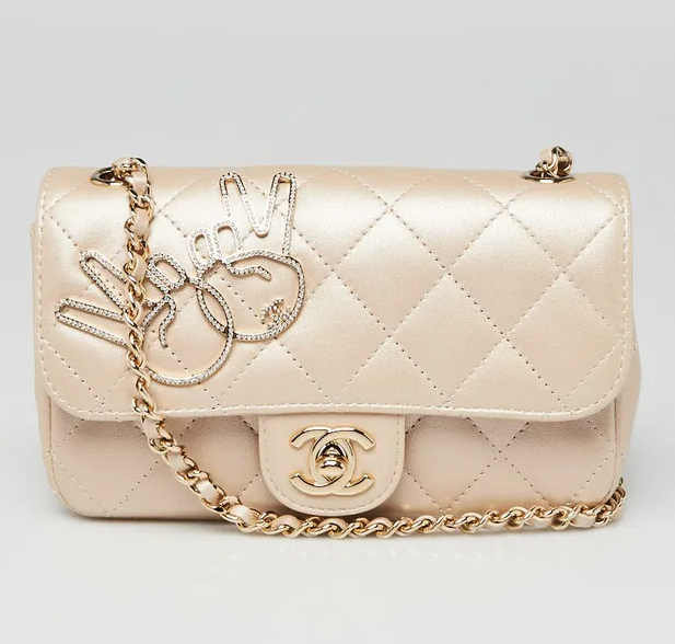 Túi Chanel Pre- Owned (23568954) màu be tai thỏ sz17 +