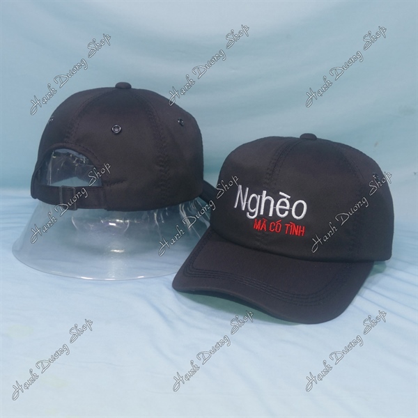 Nón kết thêu chữ Nghèo Mà Có Tình có khóa tăng giảm size phía sau
