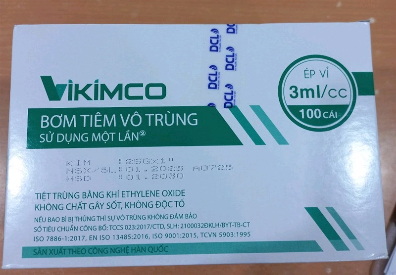 Bơm tiêm 3ml/cc (Kim 25G) VIKIMCO, Bơm tiêm sử dụng một lần (Hộp 100 cái)