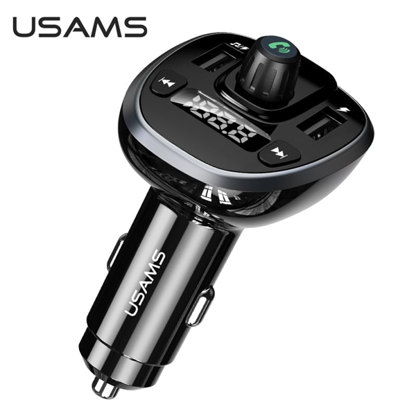 Tẩu Sạc Kiêm Phát Sóng FM 2*USB USAMS CC115 C21 15W (Bluetooth 5.0, 3.4A)