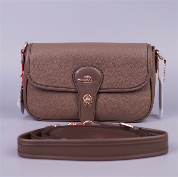 Túi Coach nâu đậm 2 strap sz24 +