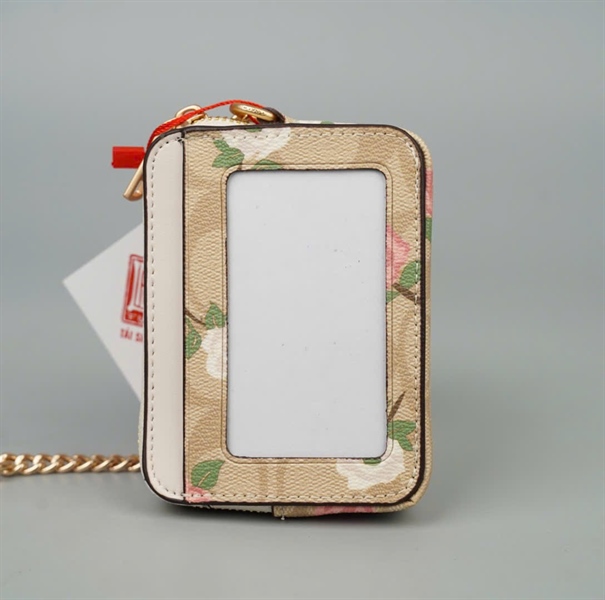 Ví Coach nude hoa hồng kèm xích +