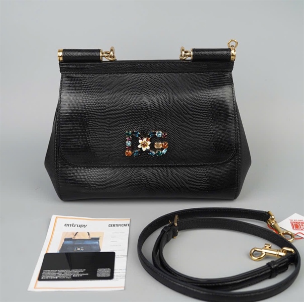 Túi D&G đen logo đính đá sz25 KG+