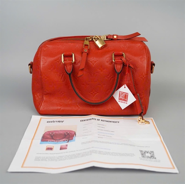 Túi LV Speedy hoa đỏ có lót form kèm ổ+ 2 chìa sz25 +