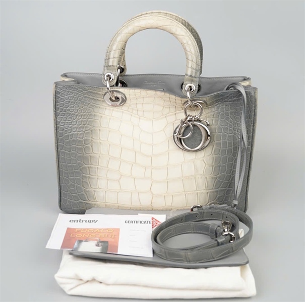 Túi Dior Handle xám da cá sấu có lót form kèm ví( 09-MA-0194) sz32 KG+