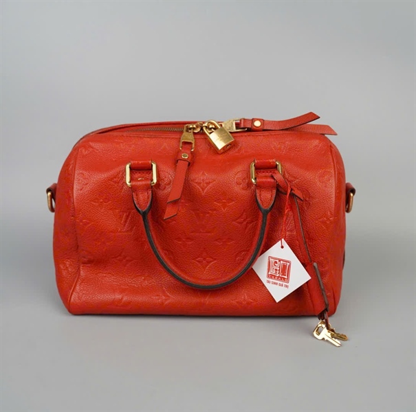 Túi LV Speedy hoa đỏ có lót form kèm ổ+ 2 chìa sz25 +