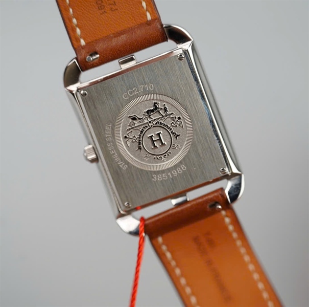 Đồng hồ Hermes mặt vuông dây nâu ( dây cuốn 2 vòng ) (3851988) KG+