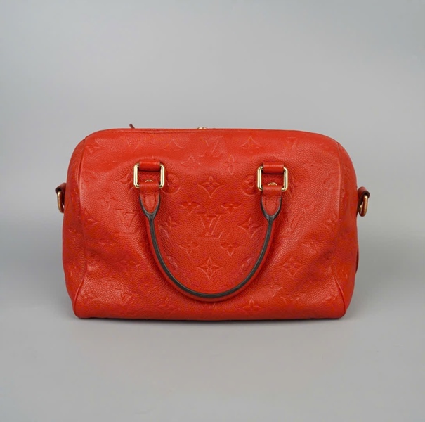 Túi LV Speedy hoa đỏ có lót form kèm ổ+ 2 chìa sz25 +