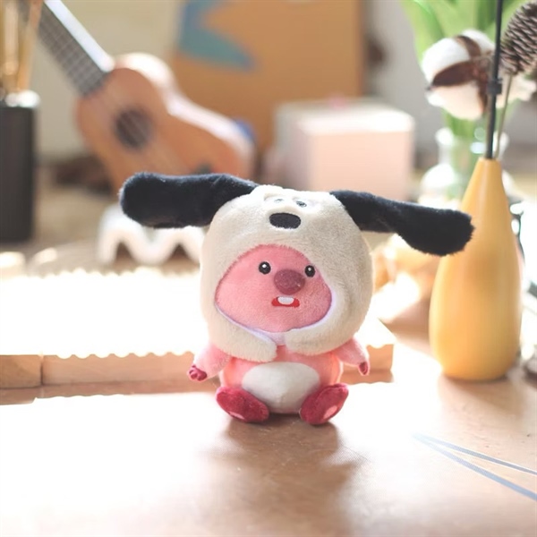 Móc Khoá, Móc Treo Balo Gấu Bông Loopy Mũ Cún 14cm