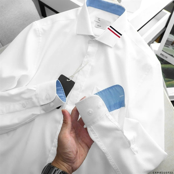 Sơ mi pie cardin trắng dài tay