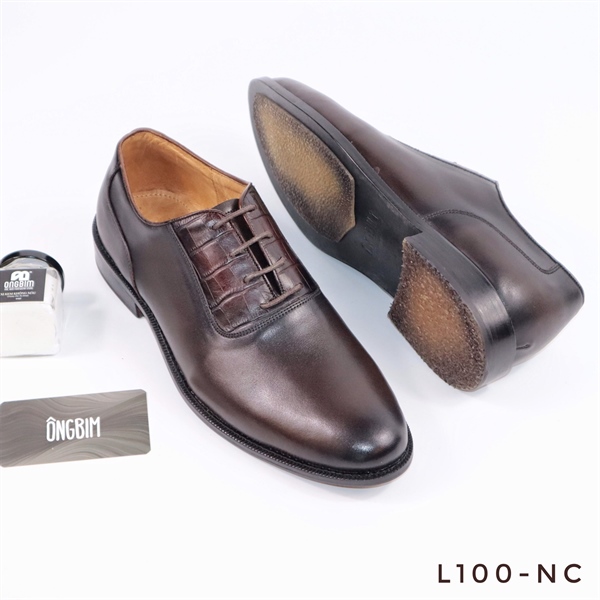 Giày Cột Dây Đế Da Mũi Trơn