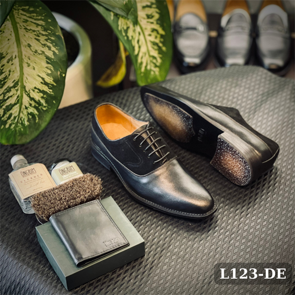 Giày Cột Dây Đế Da, Phối Da Lộn