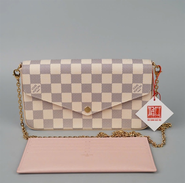 Túi LV Felicie ô vuông xám sz21 KG+