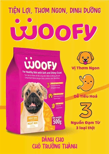 Hạt Woofy cho chó trưởng thành 500g.