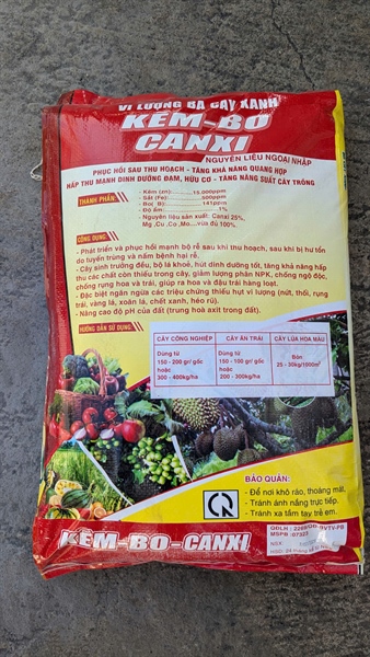 TRUNG VI LƯỢNG KẼM- BO - CANXI (PHÂN BÓN TRUNG VI LƯỢNG) 20 KG