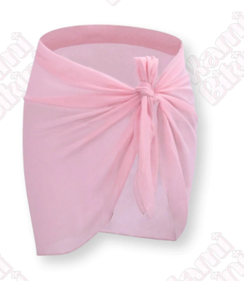 Khăn quấn bikini voan tơ màu trắng hồng