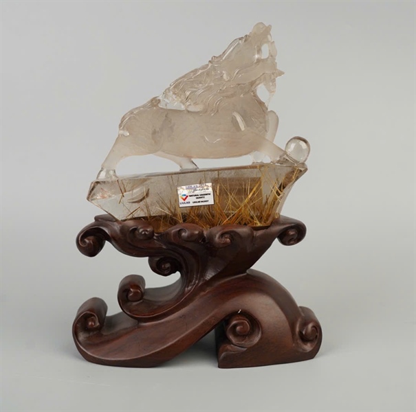 Tác phẩm kỳ lân thạch anh tóc vàng 962957 KG+