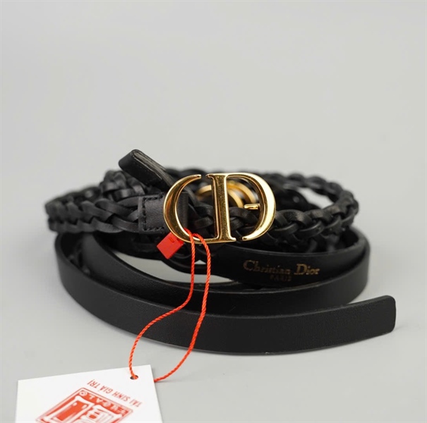 Thắt lưng Dior đen 2 dây (1 dây dài-1 dây ngắn) bản 3cm dài 128cm +