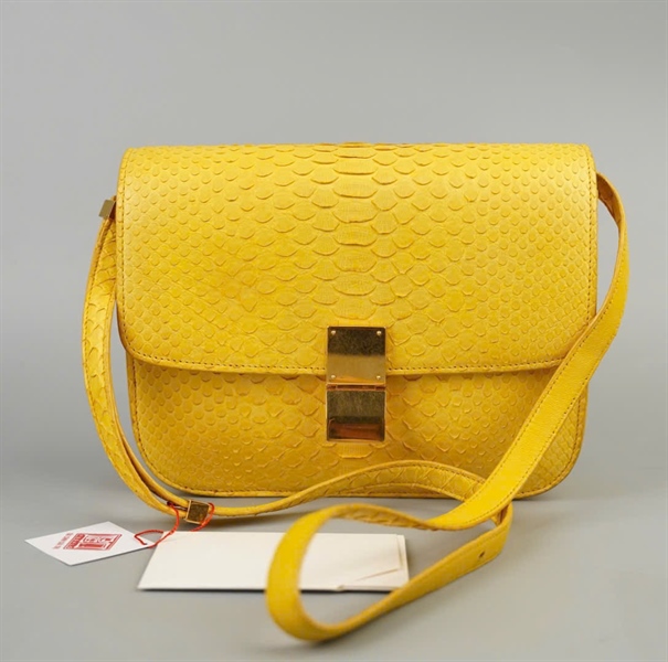 Túi Celine Classic Box da trăn vàng (S-CE-1112) sz23KG+