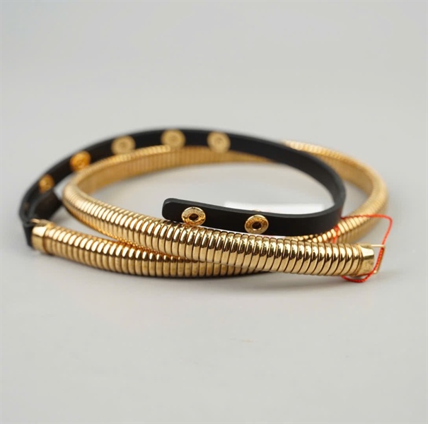 Thắt lưng Lanvin vàng+ đen bản 2cm dài 92cm +