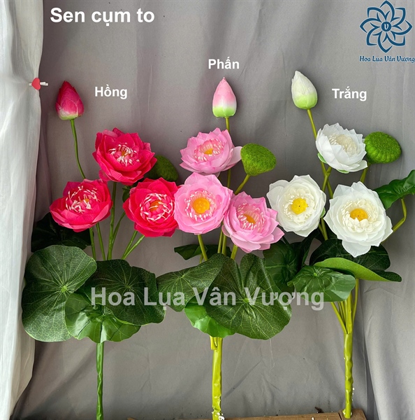 Sen cụm to - hồng - Sen - Hoa Lụa Vân Vượng