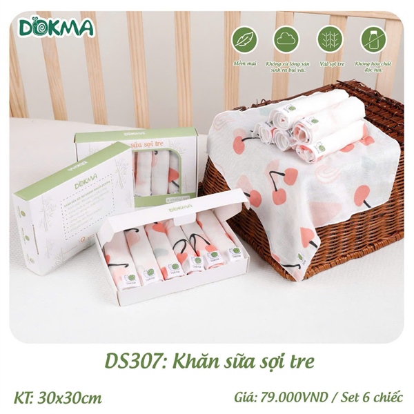 DS307 - Hộp 6 khăn sữa sợi tre 2 lớp