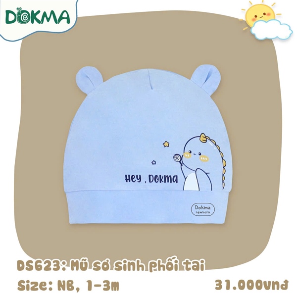 DS623 - NB/3M Mũ sơ sinh phối tai
