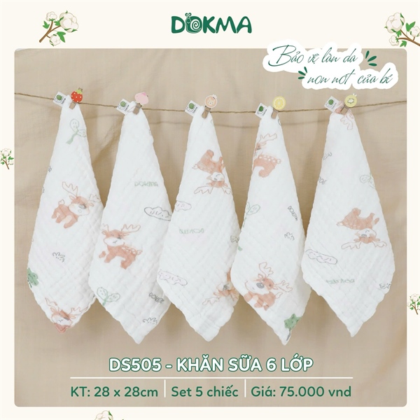 DS505 - Set 5 khăn sữa cotton nhăn 6 lớp
