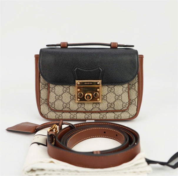 Túi GG Padlock màu nâu phối da sz20 KG+