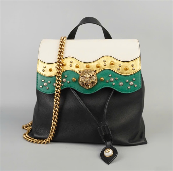 Balo GG đen trắng đính đinh (BQ) KG+