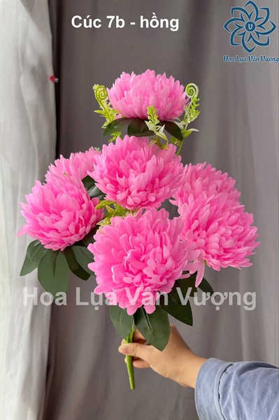 Cúc 7b - hồng - Hoa cành ngắn - Hoa Lụa Vân Vượng