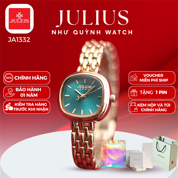 Đồng hồ nữ Julius Hàn Quốc Ja-1332d dây thép (M.Xanh)