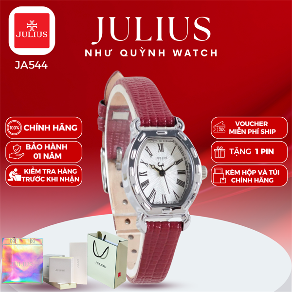 Đồng Hồ Nữ Julius Hàn Quốc Dây Da JA-544B JU1131 (Đỏ) sale off pin 626