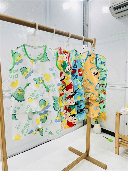 Combo 5 bộ tole lanh sát nách trai - viền màu túi bụng TH