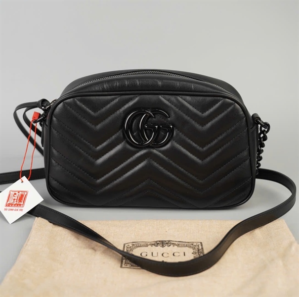 Túi GG Marmont đeo chéo đen (447632213317) sz24 (BMC)+