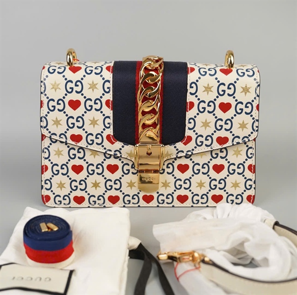 Túi GG Sylvie trắng họa tiết (524405-001998) 2strap sz25 (BMC)+