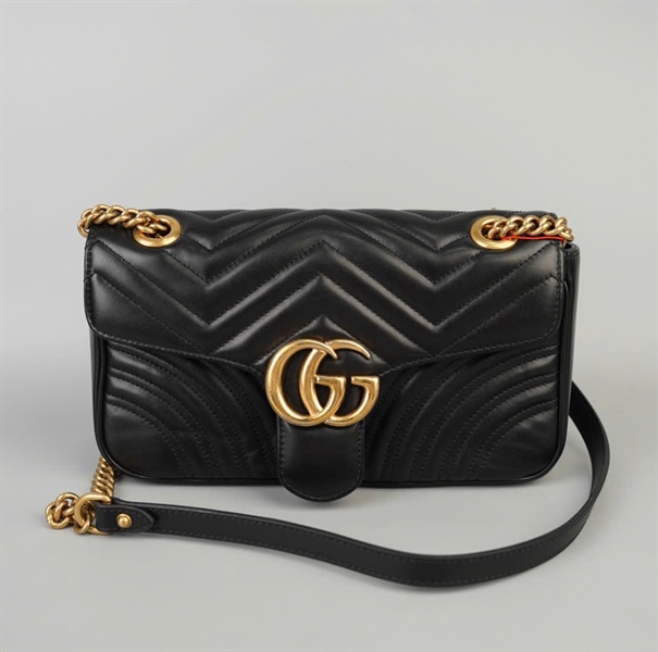 Túi GG Marmont đen (443497-493075) sz26 (BMC)+