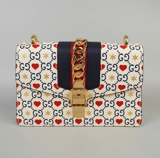 Túi GG Sylvie trắng họa tiết (524405-001998) 2strap sz25 (BMC)+