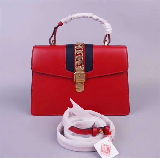 Túi GG Sylvie handle đỏ (431665-493075) sz32 (BMC)+