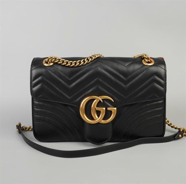 Túi GG Marmont đen (443496-525040) sz30 (BMC)+