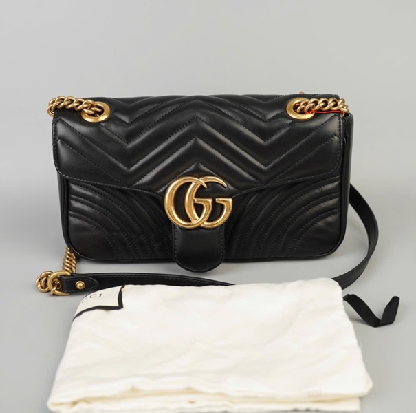 Túi GG Marmont đen (443497-493075) sz26 (BMC)+