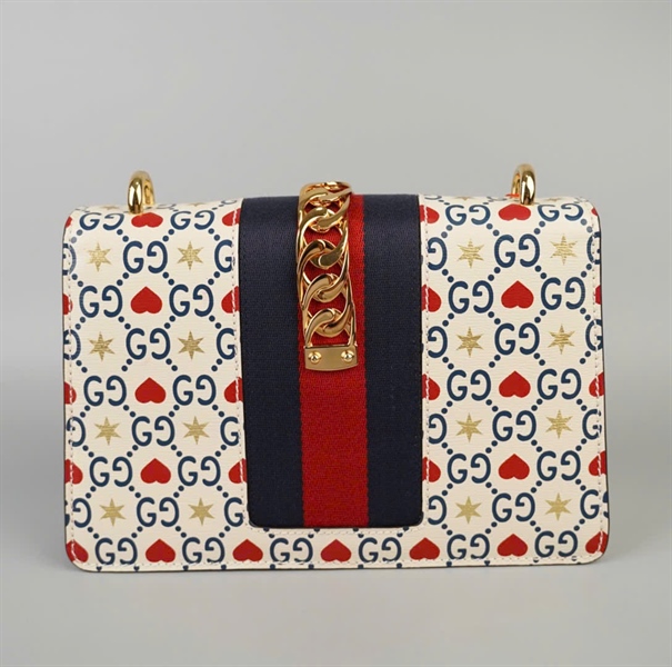 Túi GG Sylvie trắng họa tiết (524405-001998) 2strap sz25 (BMC)+