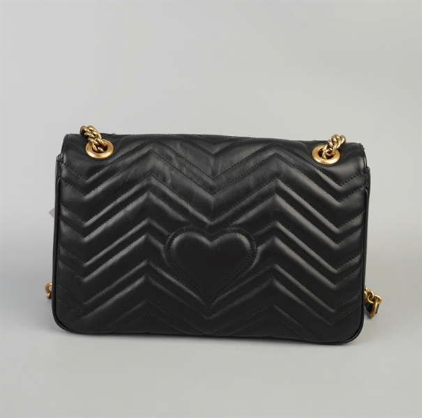 Túi GG Marmont đen (443496-525040) sz30 (BMC)+